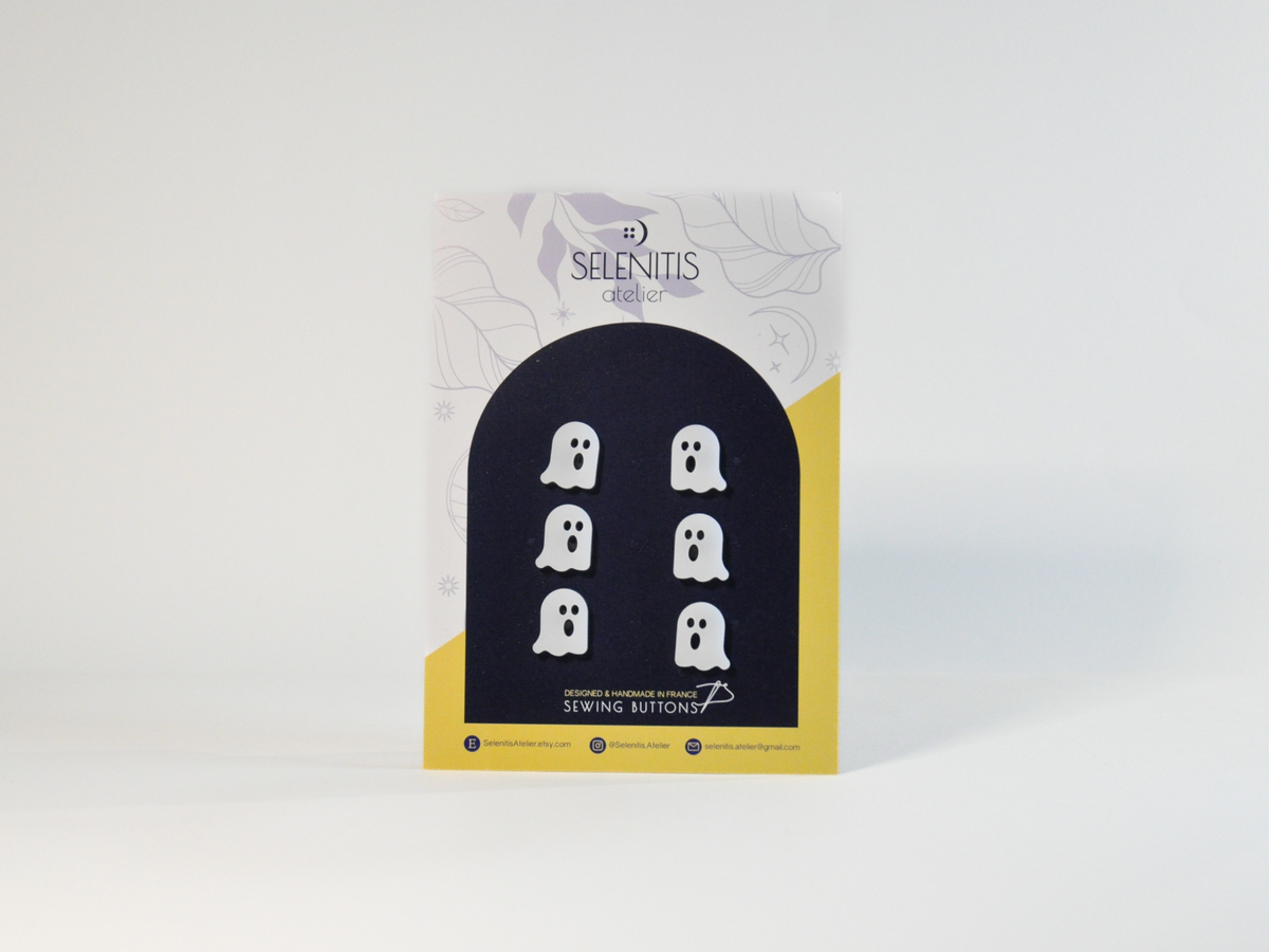 Boutons M fantôme blanc Selenitis