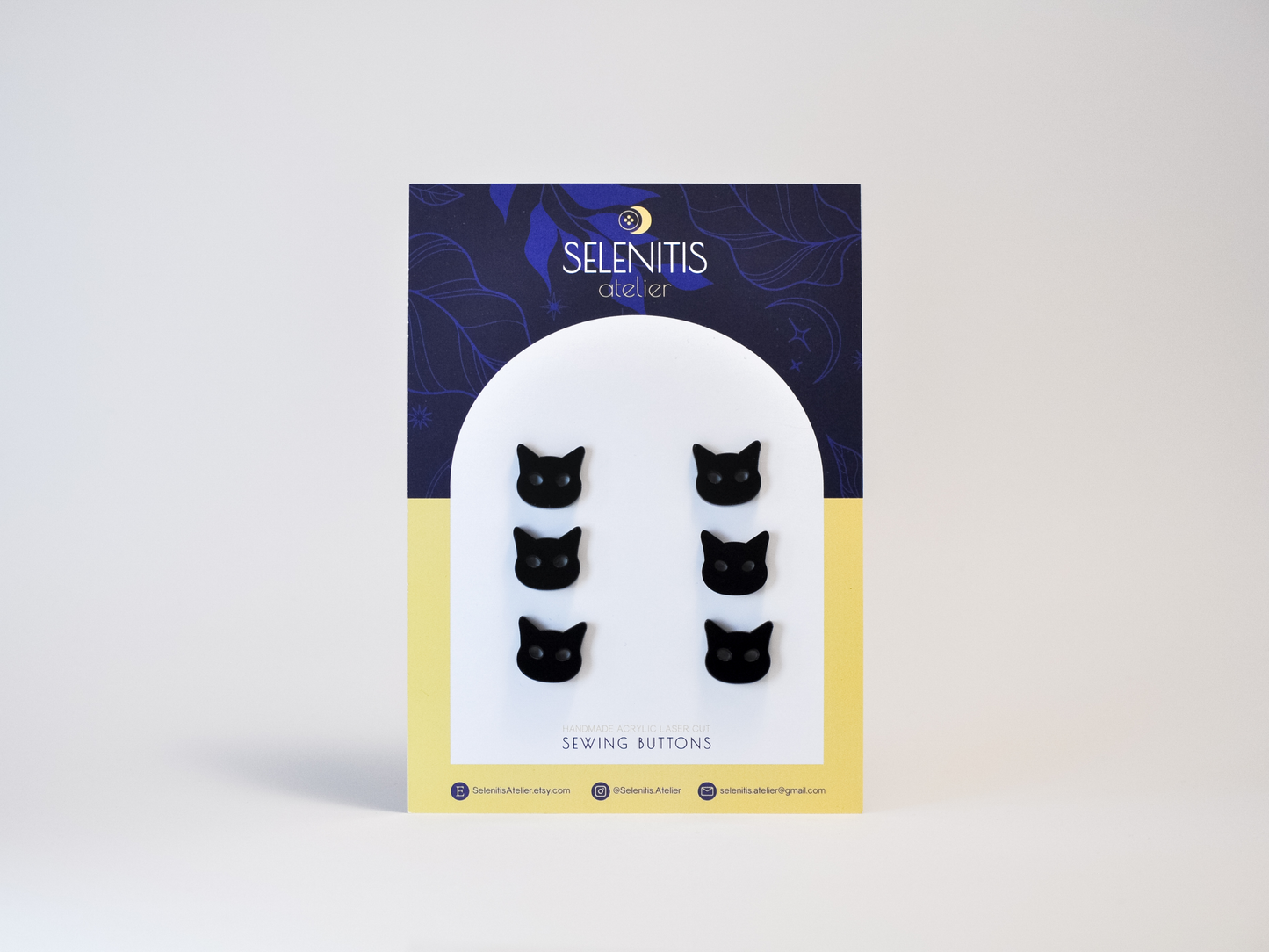 Boutons M tête de chat noir Selenitis