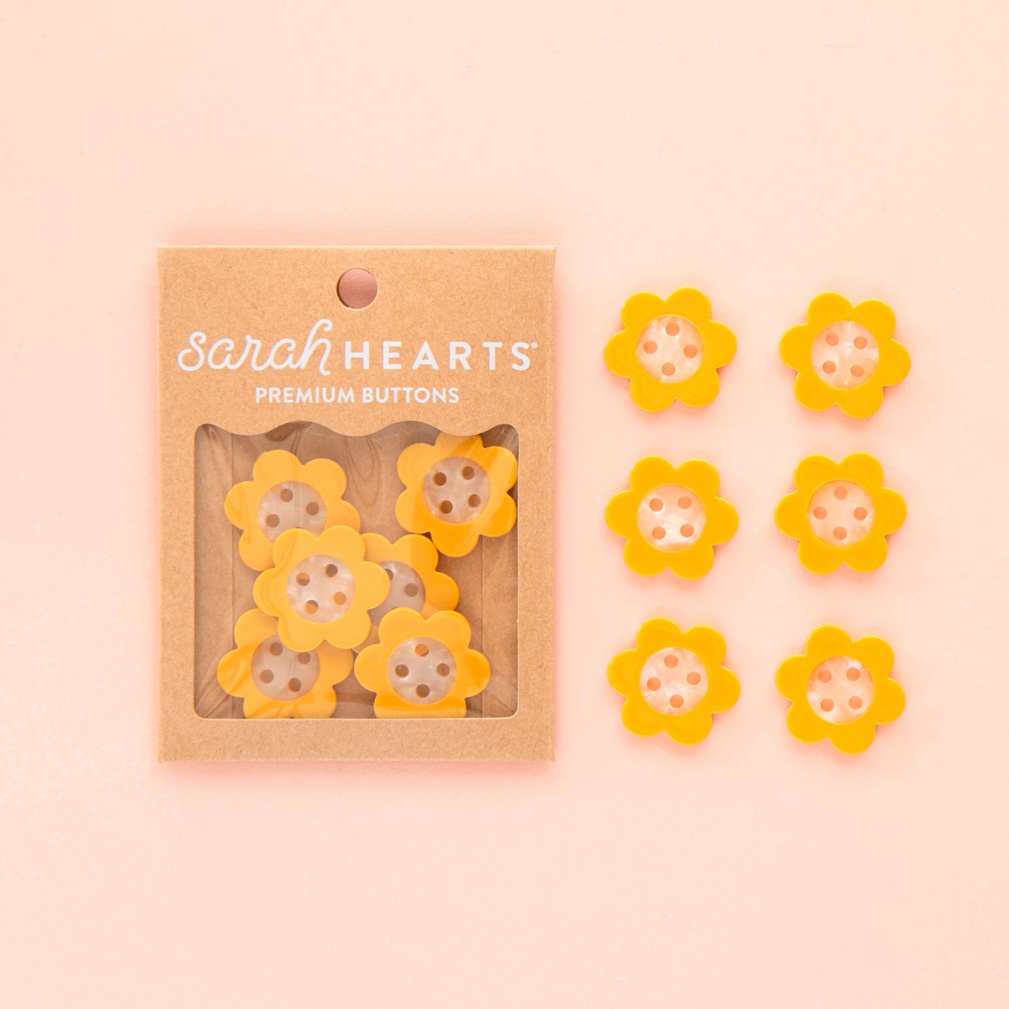 Boutons Yellow Daisy 4 trous 27 mm