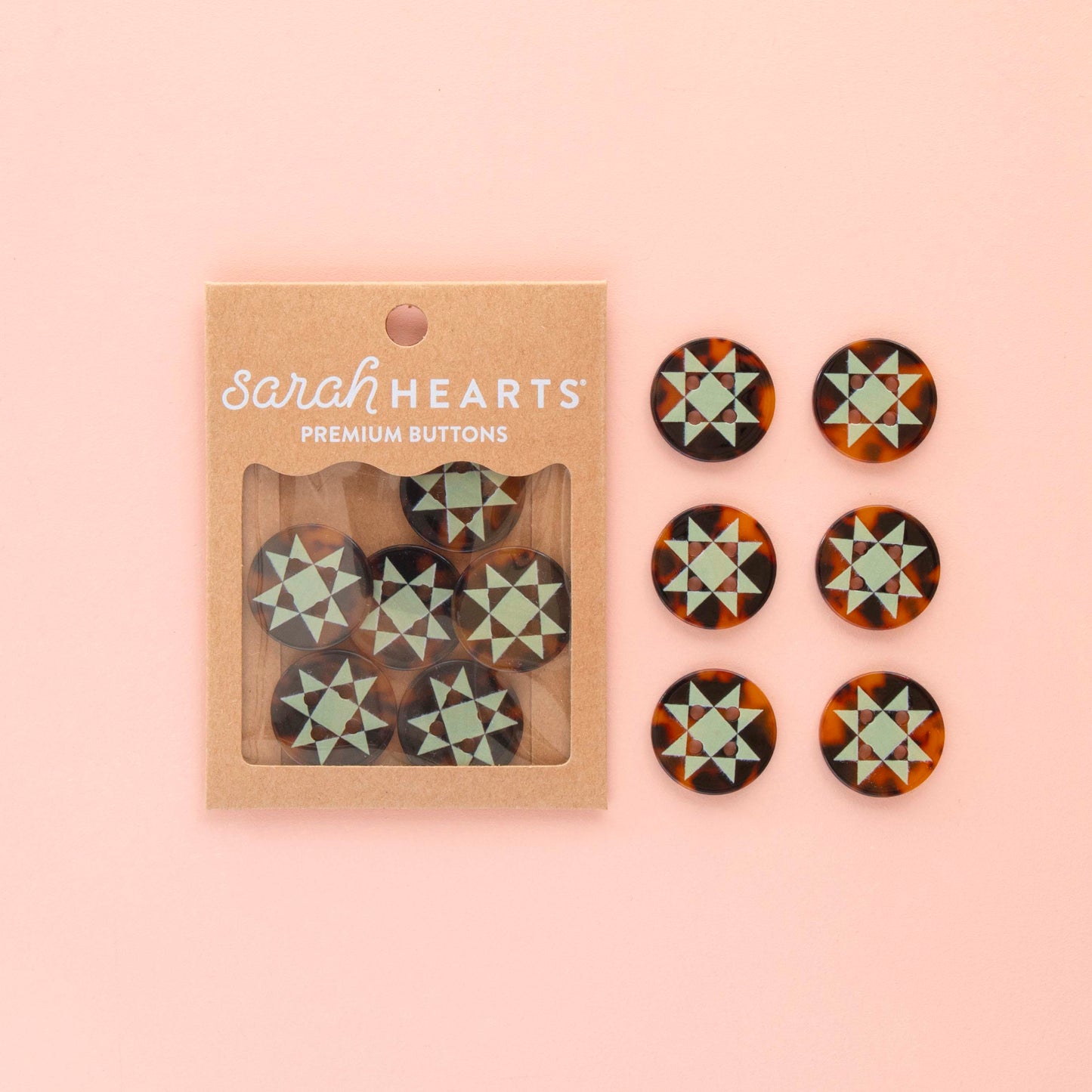 Boutons Quilt Star 4 trous 25 mm