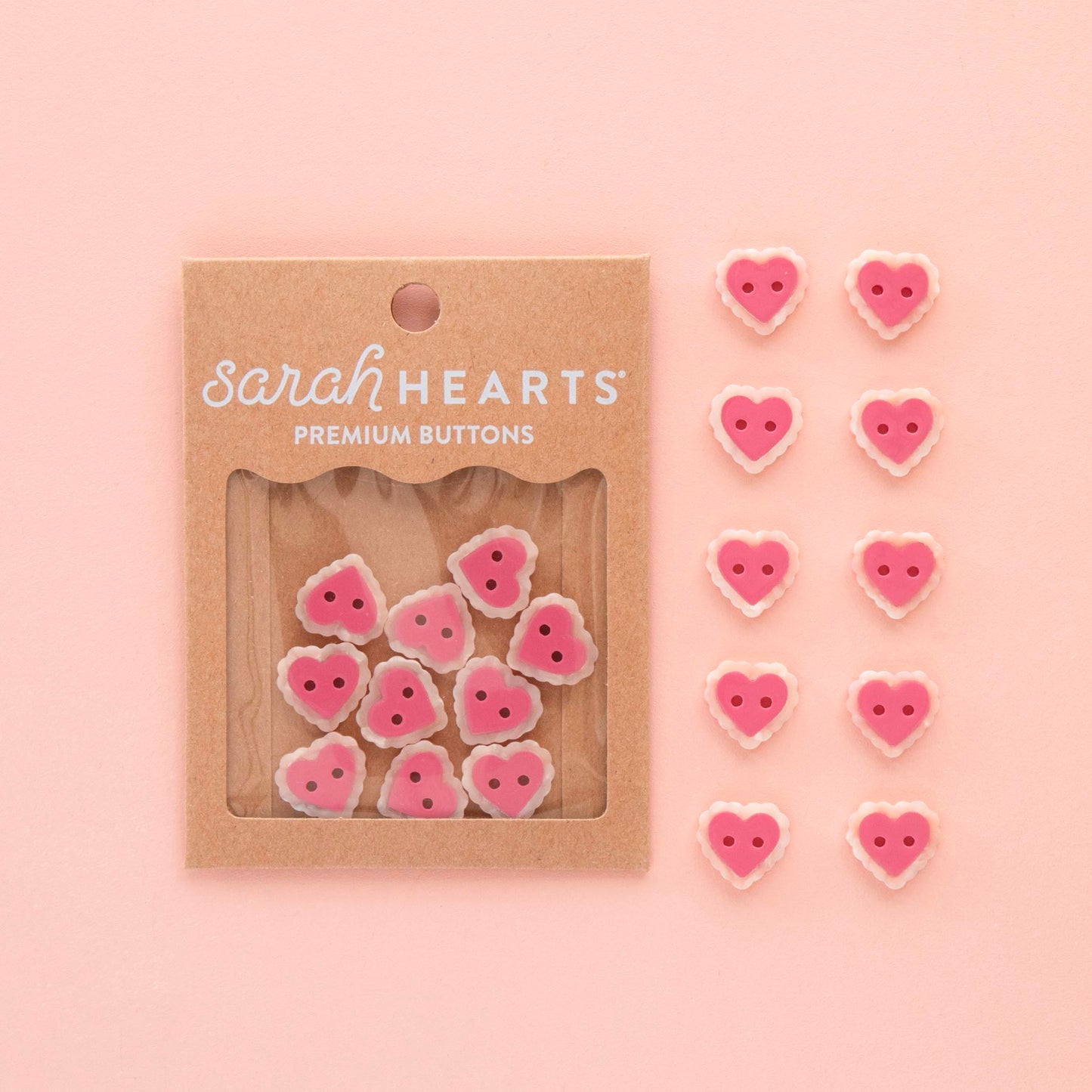 Boutons Pink Sweet Heart 2 trous 15 mm