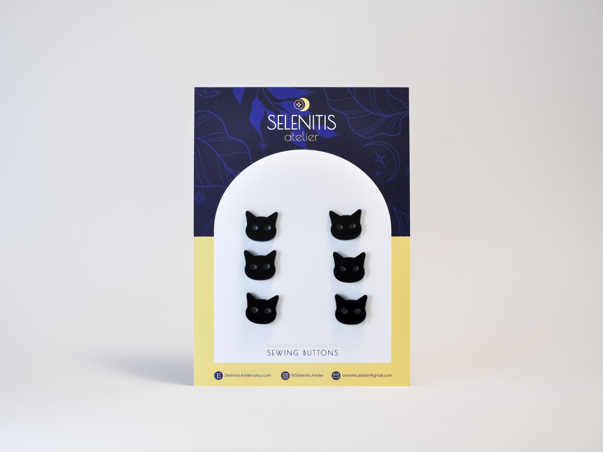 Boutons M tête de chat noir Selenitis