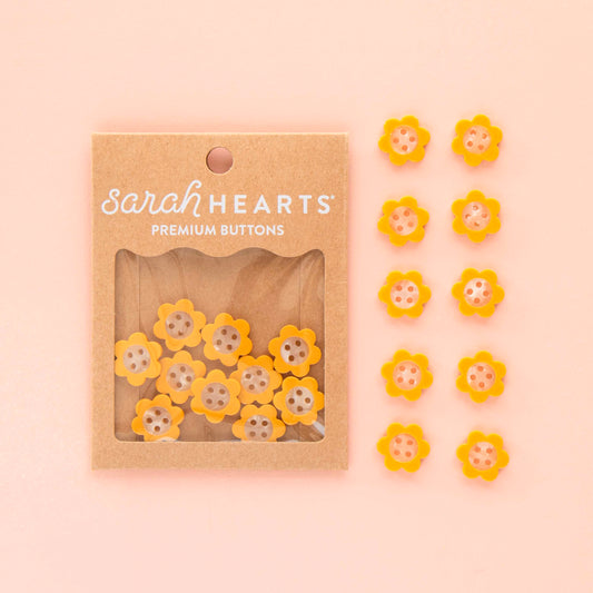Boutons Yellow Daisy 4 trous 16 mm