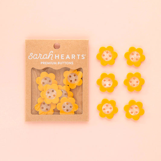 Boutons Yellow Daisy 4 trous 27 mm