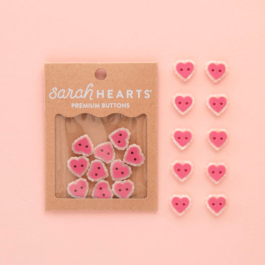 Boutons Pink Sweet Heart 2 trous 15 mm
