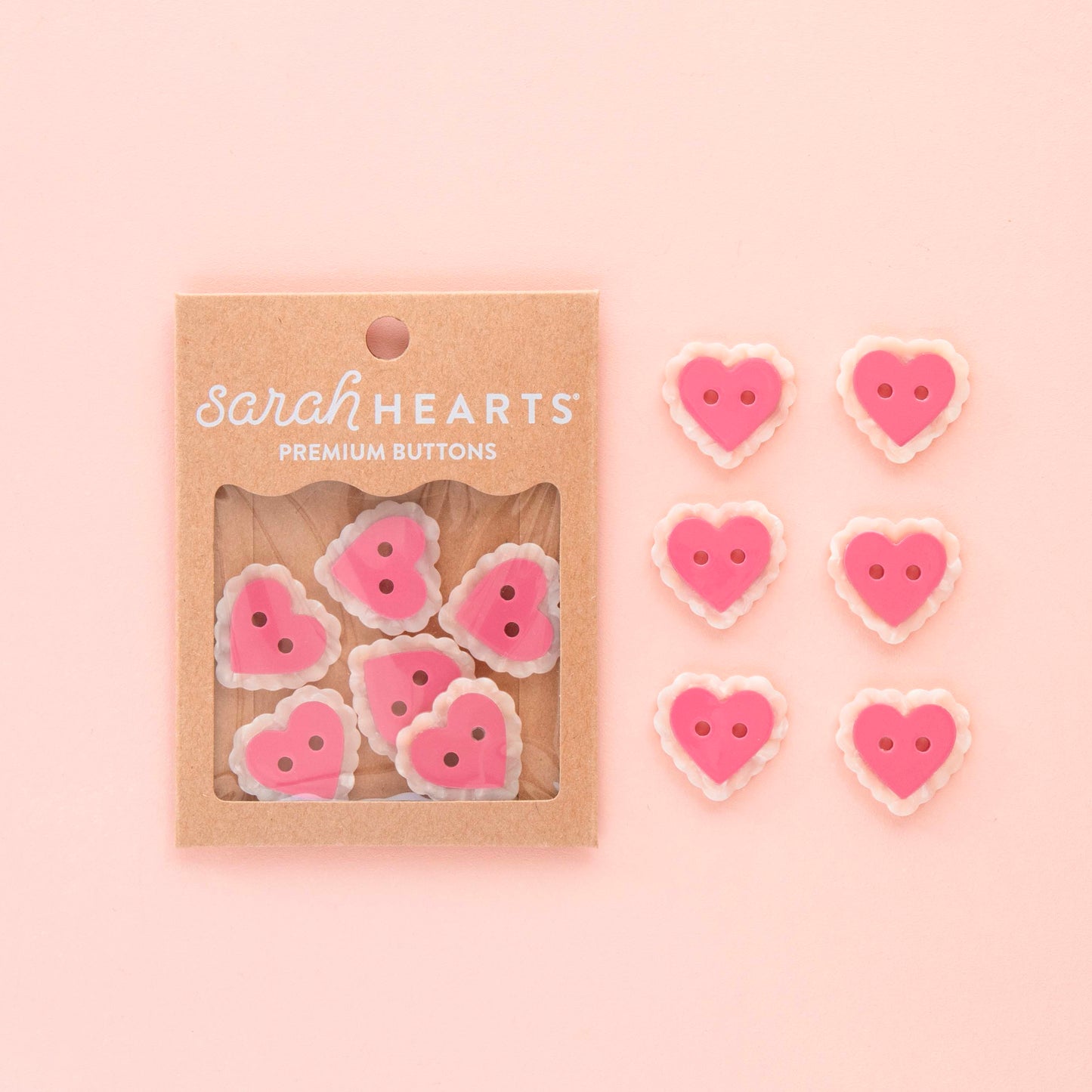 Boutons Pink Sweet Heart 2 trous 25 mm