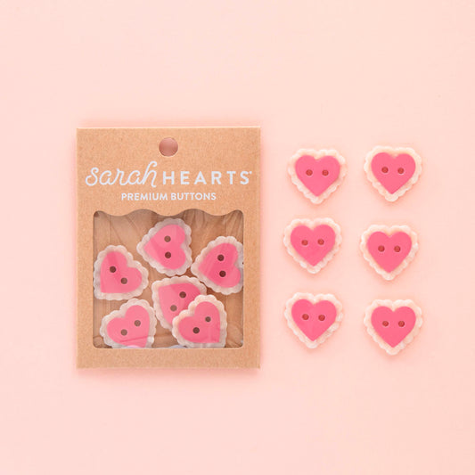 Boutons Pink Sweet Heart 2 trous 25 mm