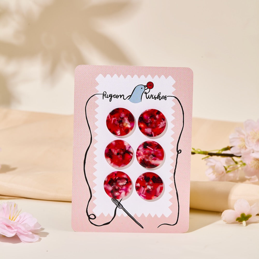 Lot de 6 boutons 25 mm Pigeon Wishes - Cherry bomb