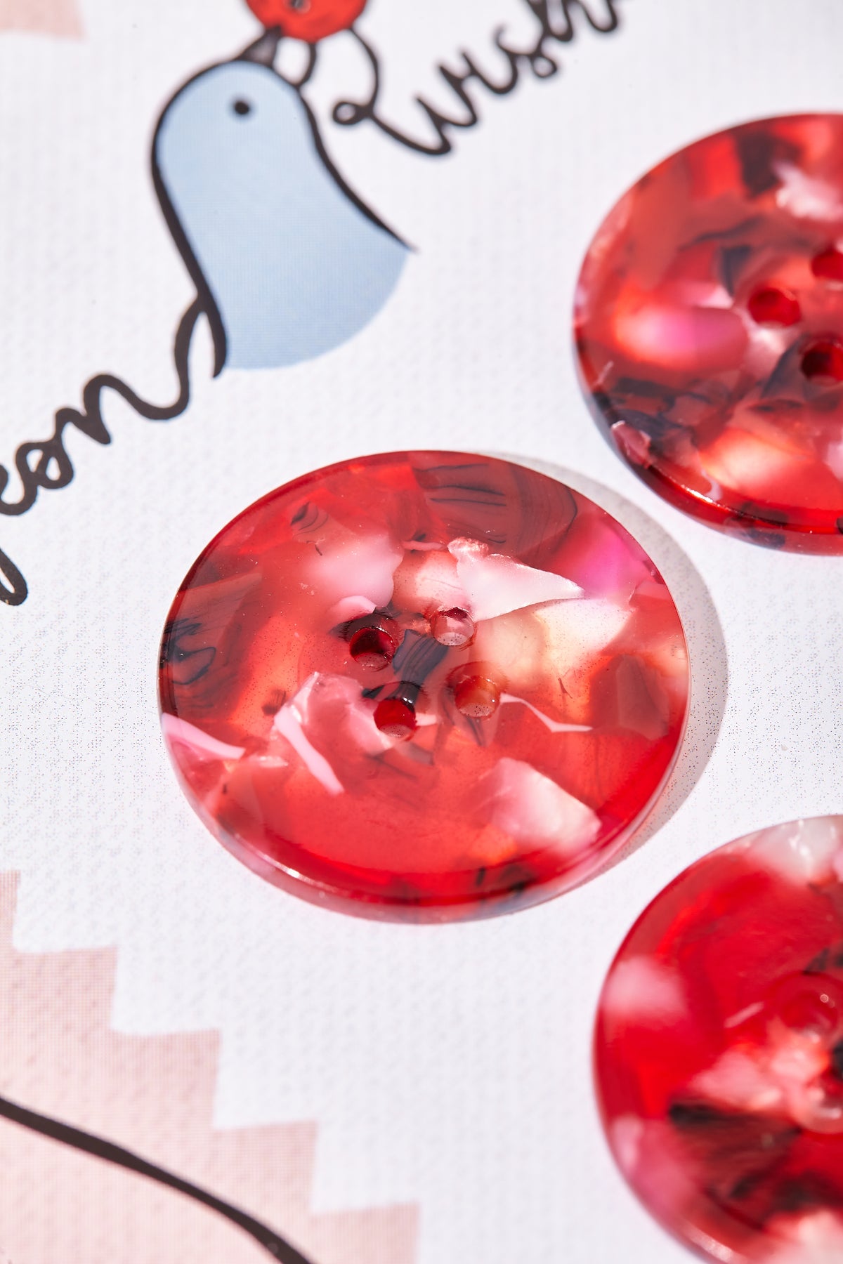 Lot de 6 boutons 25 mm Pigeon Wishes - Cherry bomb