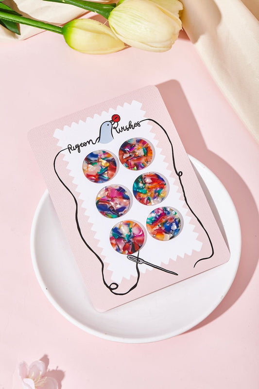 Lot de 6 boutons 25 mm Pigeon Wishes - Kaleidoscope