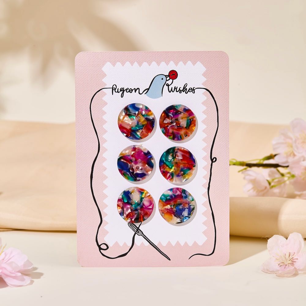 Lot de 6 boutons 25 mm Pigeon Wishes - Kaleidoscope