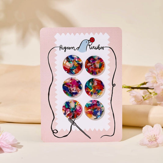 Lot de 6 boutons 25 mm Pigeon Wishes - Kaleidoscope