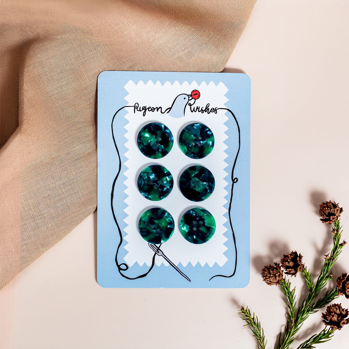 Lot de 6 boutons 25 mm Pigeon Wishes - Wicked