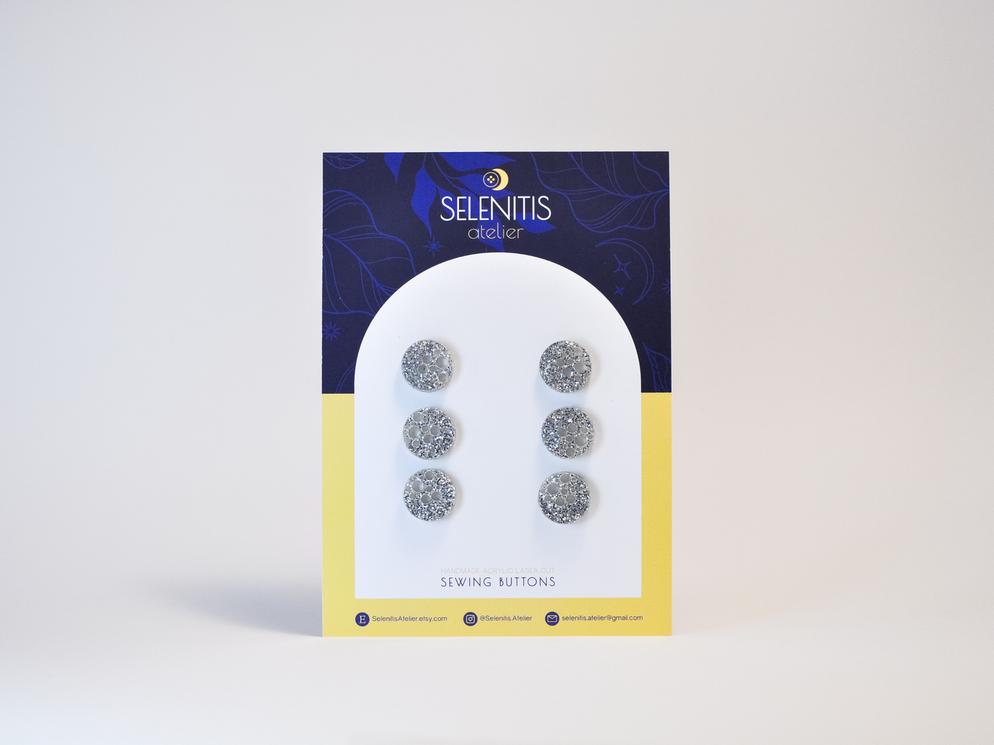 Boutons M Lune argentée Selenitis