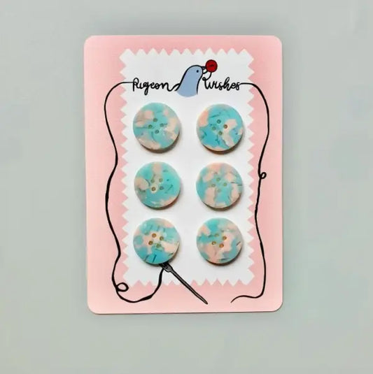 Lot de 6 boutons 25 mm Pigeon Wishes - Bliss
